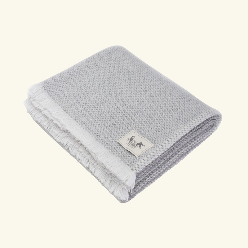 Pled tkany ręcznie dwustronny z alpaki, kaszmiru i wełny merynosa - grey mist