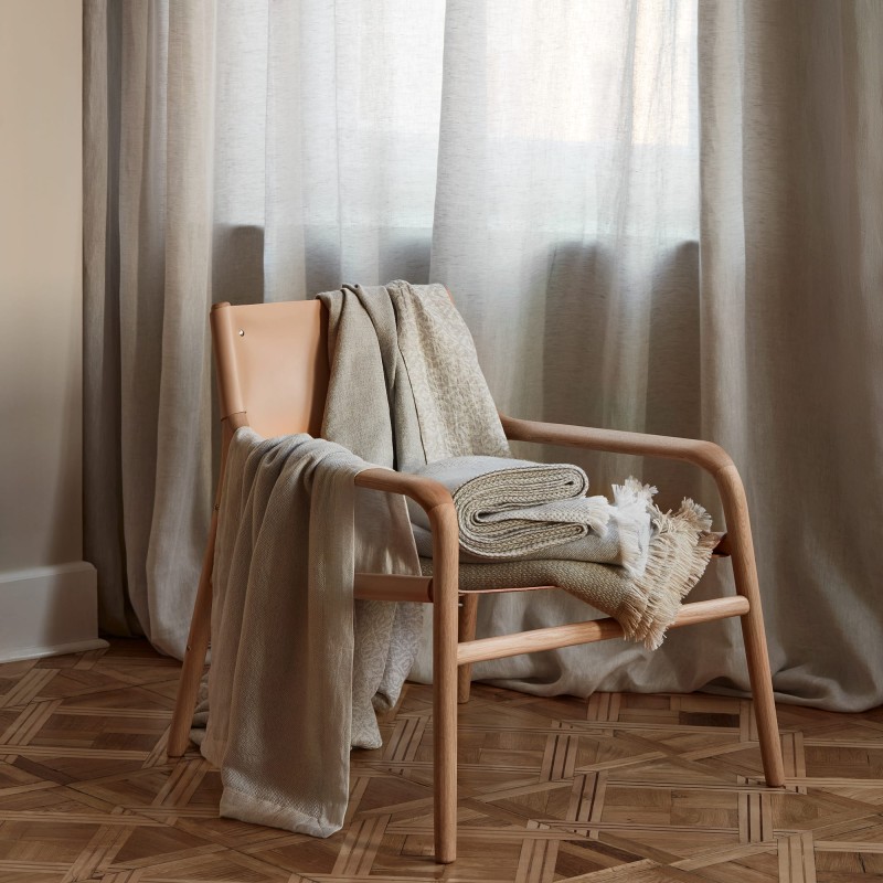 Pled tkany ręcznie dwustronny z alpaki, kaszmiru i wełny merynosa - grey mist