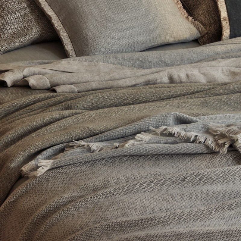 Pled tkany ręcznie dwustronny z alpaki, kaszmiru i wełny merynosa - grey mist