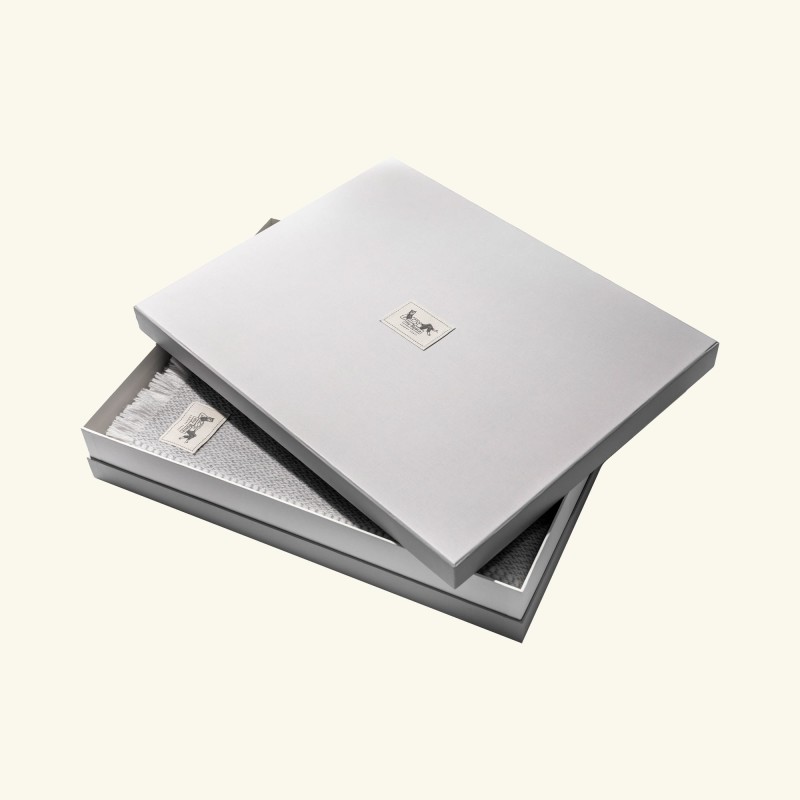 Pled tkany ręcznie dwustronny z alpaki, kaszmiru i wełny merynosa - grey mist