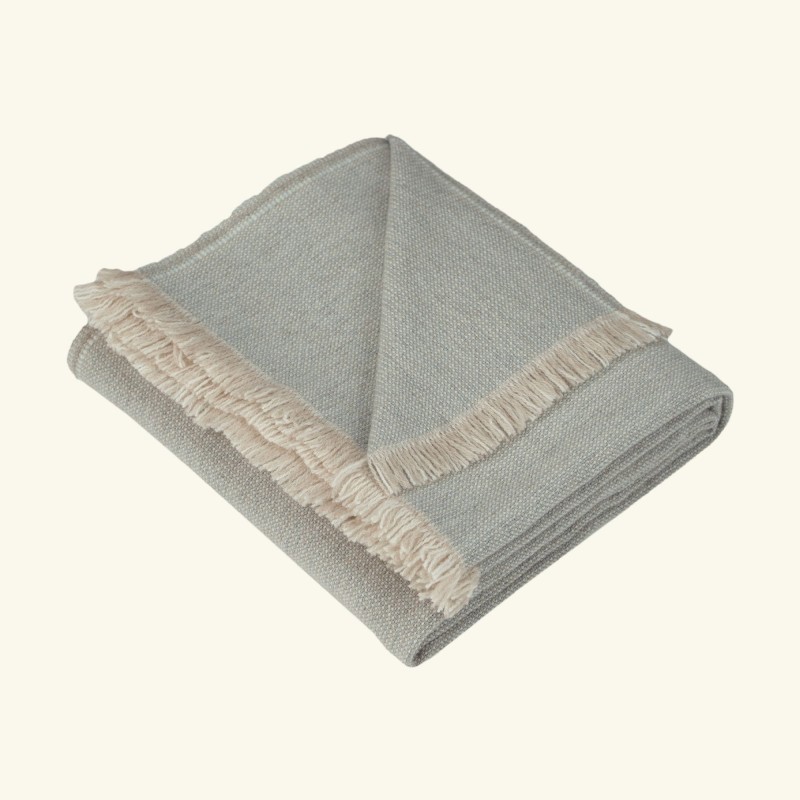 Pled tkany ręcznie gładki z alpaki, kaszmiru i wełny merynosa – forest