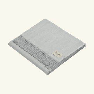 Pled z alpaki fishbone | 100% baby alpaca | BIAŁO SREBRNY