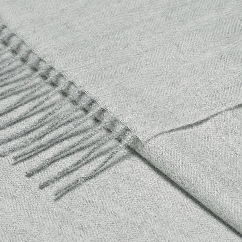 Pled z alpaki fishbone | 100% baby alpaca | BIAŁO SREBRNY