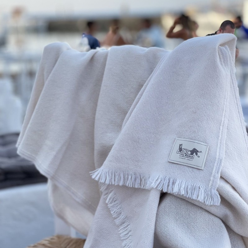 Szal tkany ręcznie z alpaki, kaszmiru i wełny merino | CRÈME DE LA CRÈME