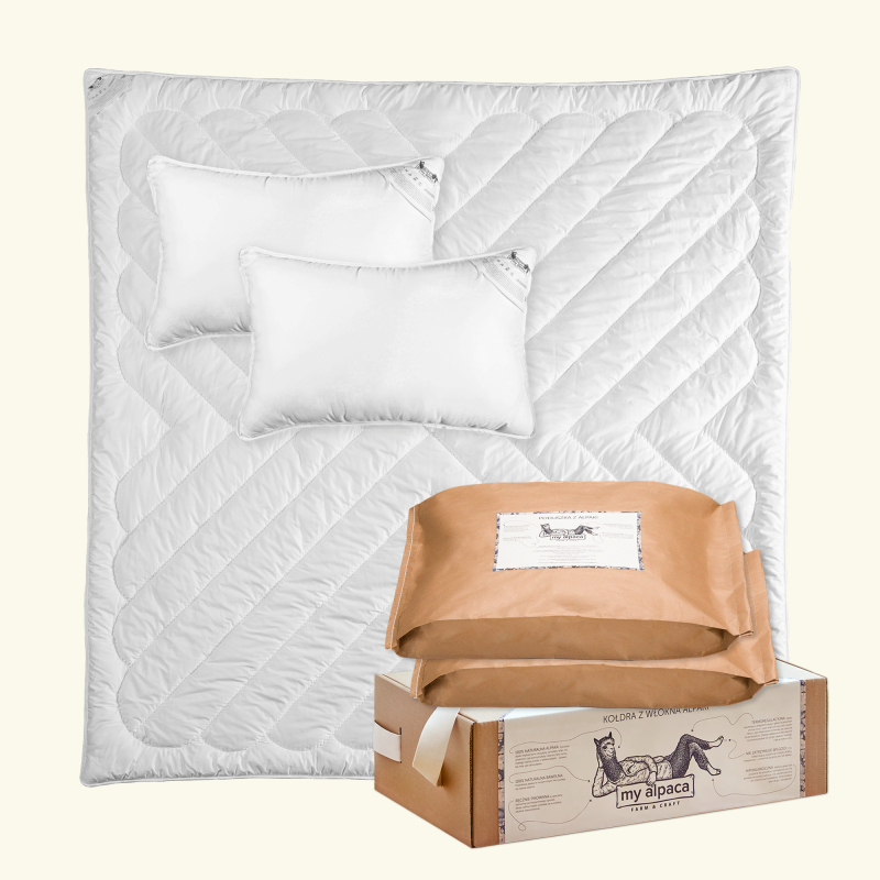 Podwójna całoroczna kołdra i 2 poduszki średnie | Farm & Craft
