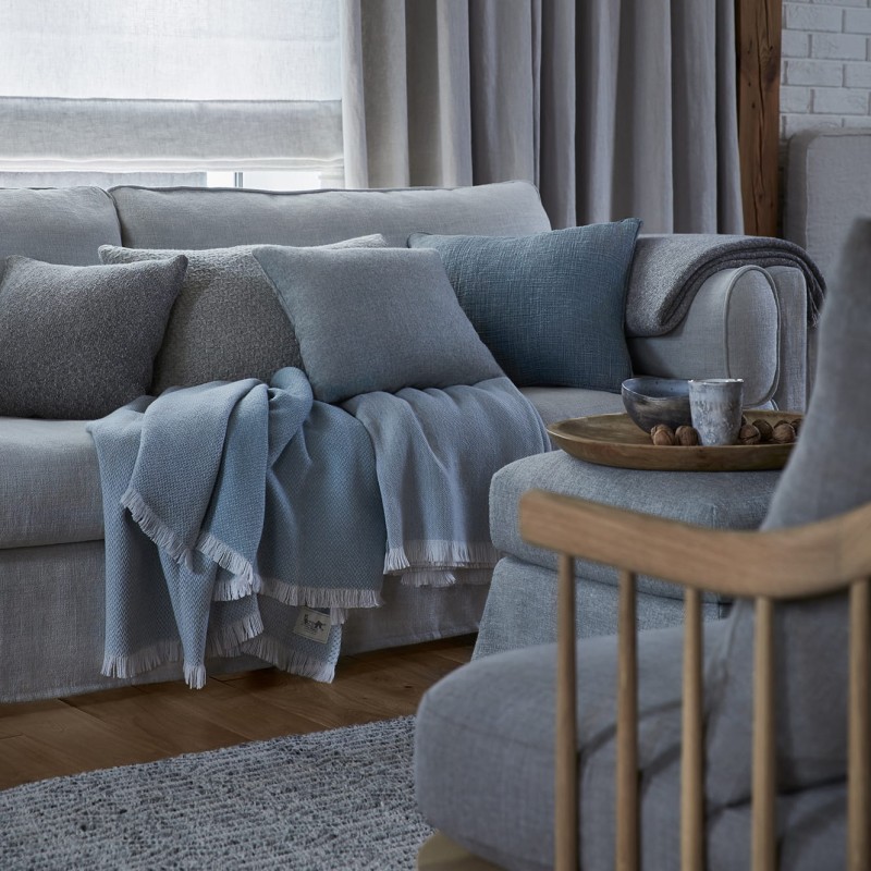 Poduszka baby alpaca z bawełną organiczną | wzór gładki | NATURALNY SREBRNY